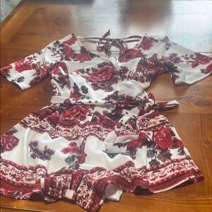 COPY - Floral Red and White women   Dress